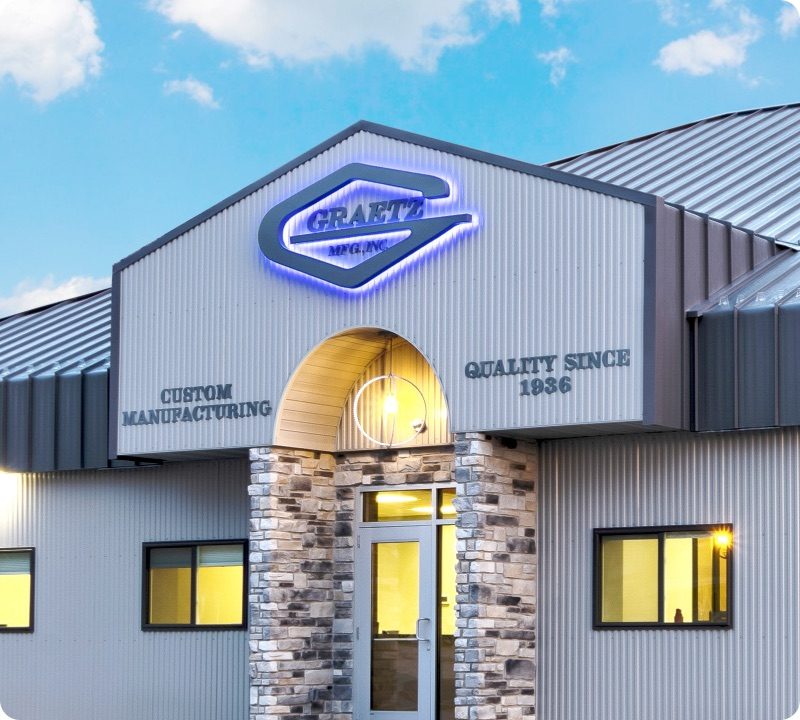 Graetz Mfg., Inc. shop entrance in Pound, Wisconsin